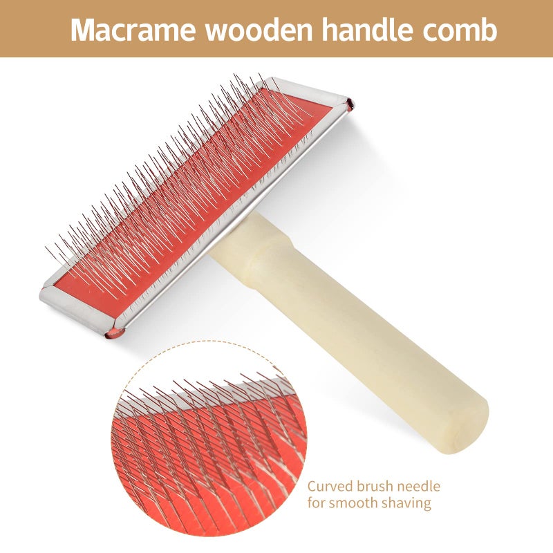 WANGDEFA 2 pack macrame fringe comb set stainless steel comb for making knitting cord rope macrame plant hangers wall hangings pets hair combing - Image 3